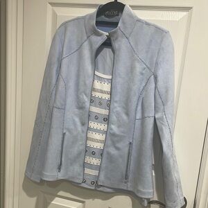 Grayse Light Blue Jacket with Embellished Top